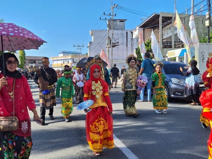 Penampilan salah satu peserta Pawai Budaya meriyahkan HUT ke 25 Kabupaten Nunukan. (dv)